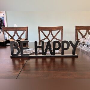 Be happy stand alone sign or wall hung black